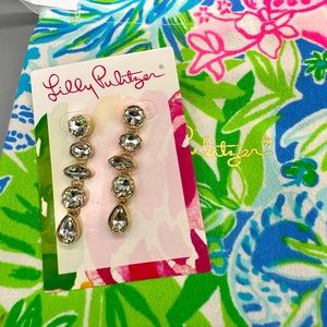 New NWT Lilly Pulitzer Earrings drop dangle crystal gold metallic gorgeous! ✨